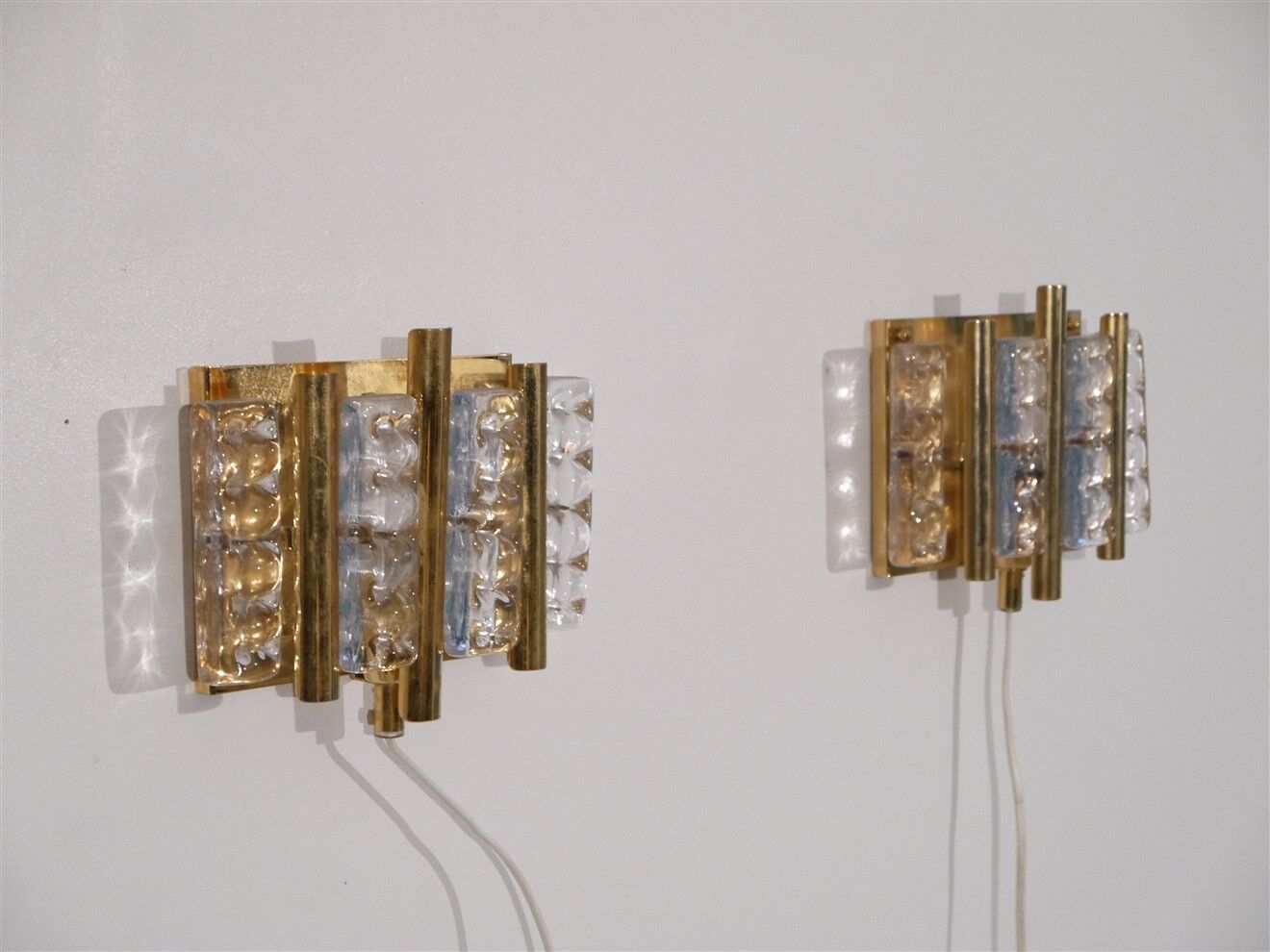 Pair of glass and brass sconces by Carl Fagerlund