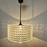 Clear plastic pendant light, diamond point shape, 70s