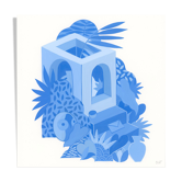 Original painting, blue garden