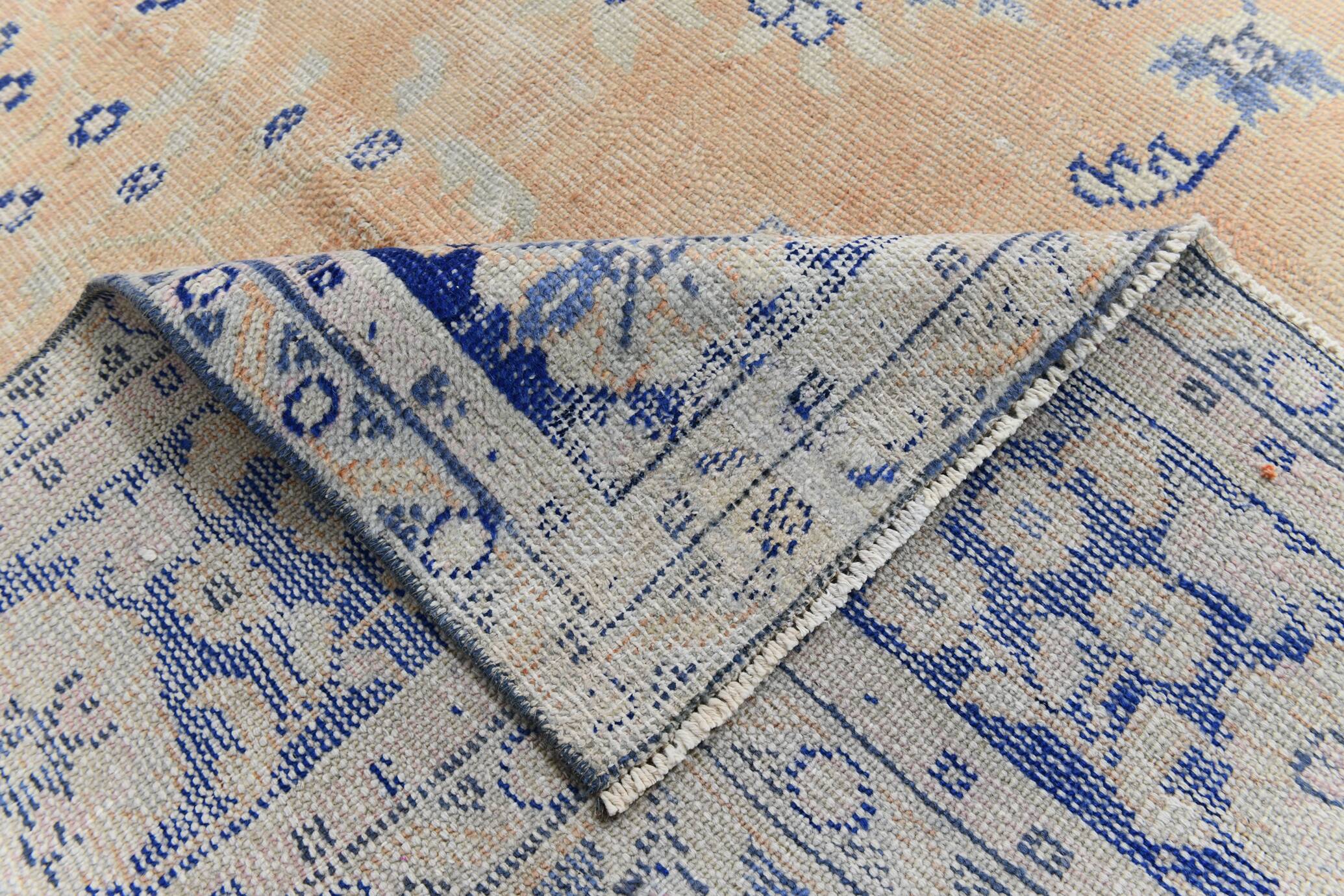10x13 Blue & Light Orange Classic Antique Vintage Rug, 291x406Cm