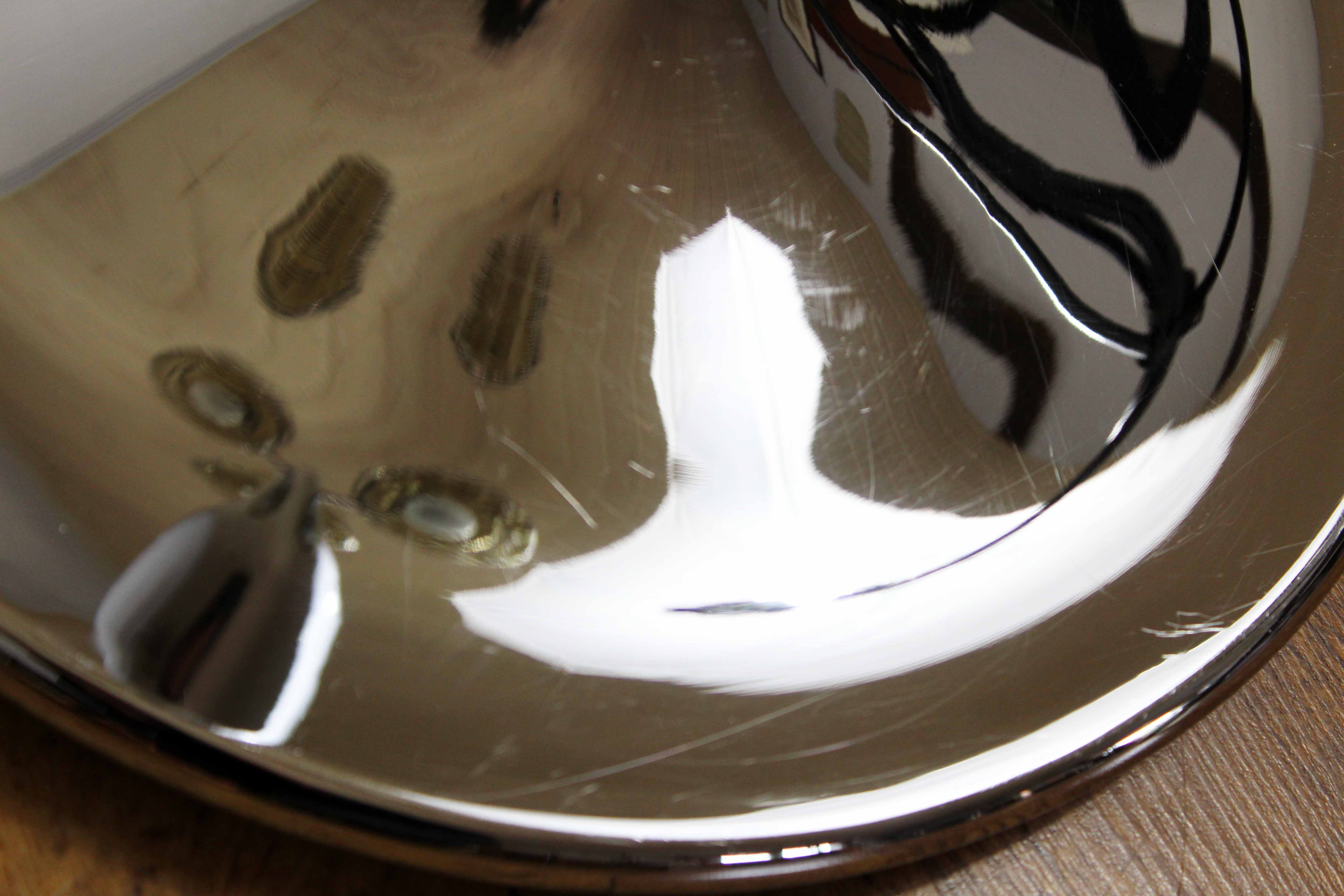 Lampadaire vintage en métal chromé et verre