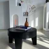 Coffee table en bois massif monoxyle noir