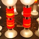 Paire de lampadaires vintage en verre de Murano orange italien de style Space-Age