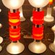 Paire de lampadaires vintage en verre de Murano orange italien de style Space-Age
