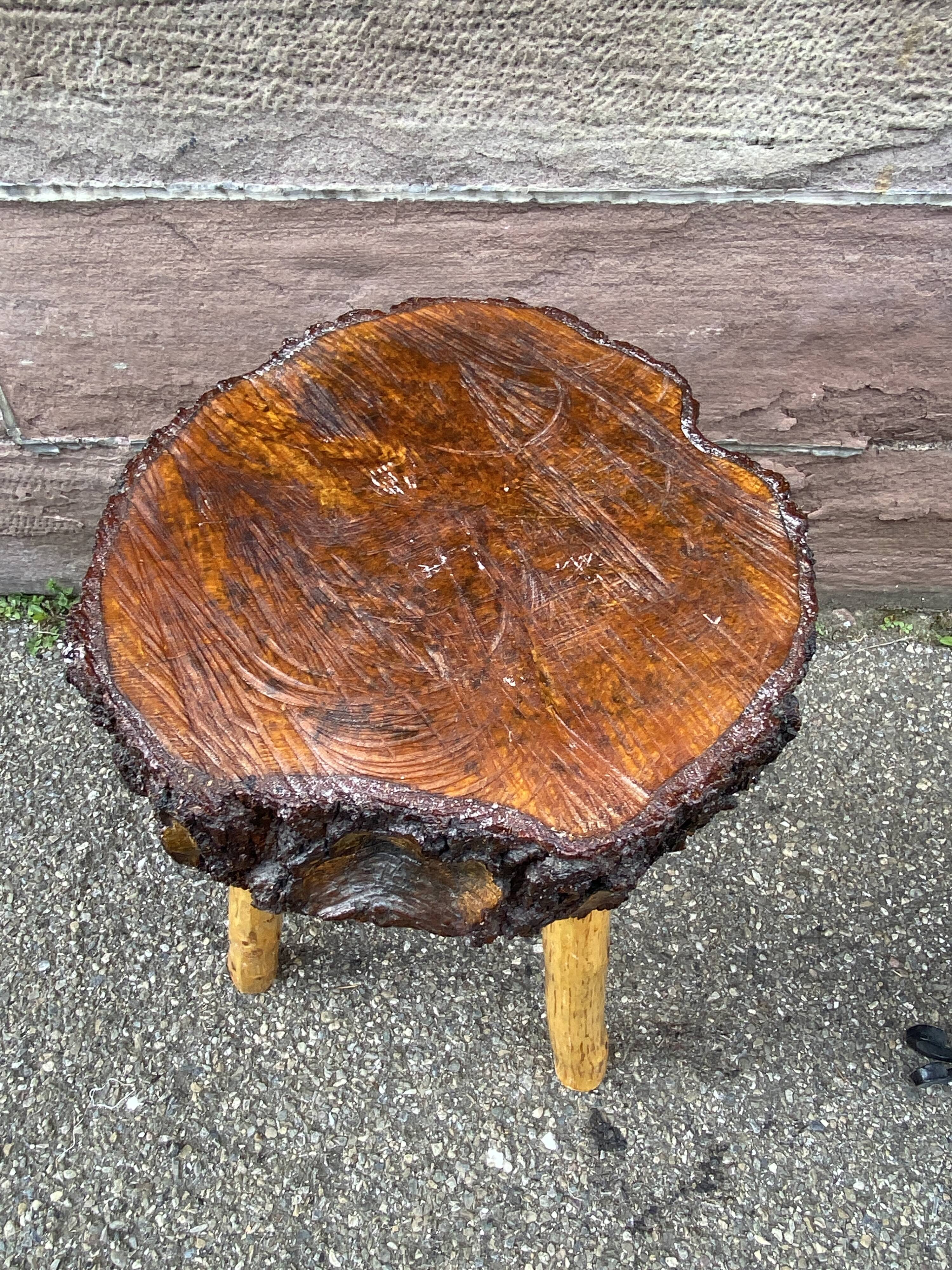 Rustic farm stool 1960 brutalist vintage wood