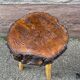 Rustic farm stool 1960 brutalist vintage wood