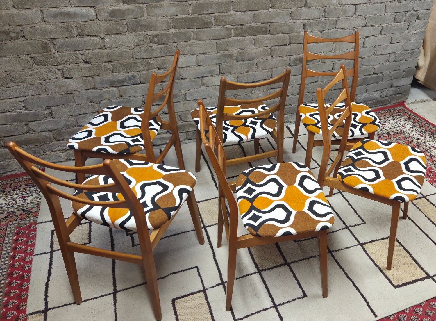 Set of 6 vintage Scandinavian chairs Bähre Mignon furniture 1960