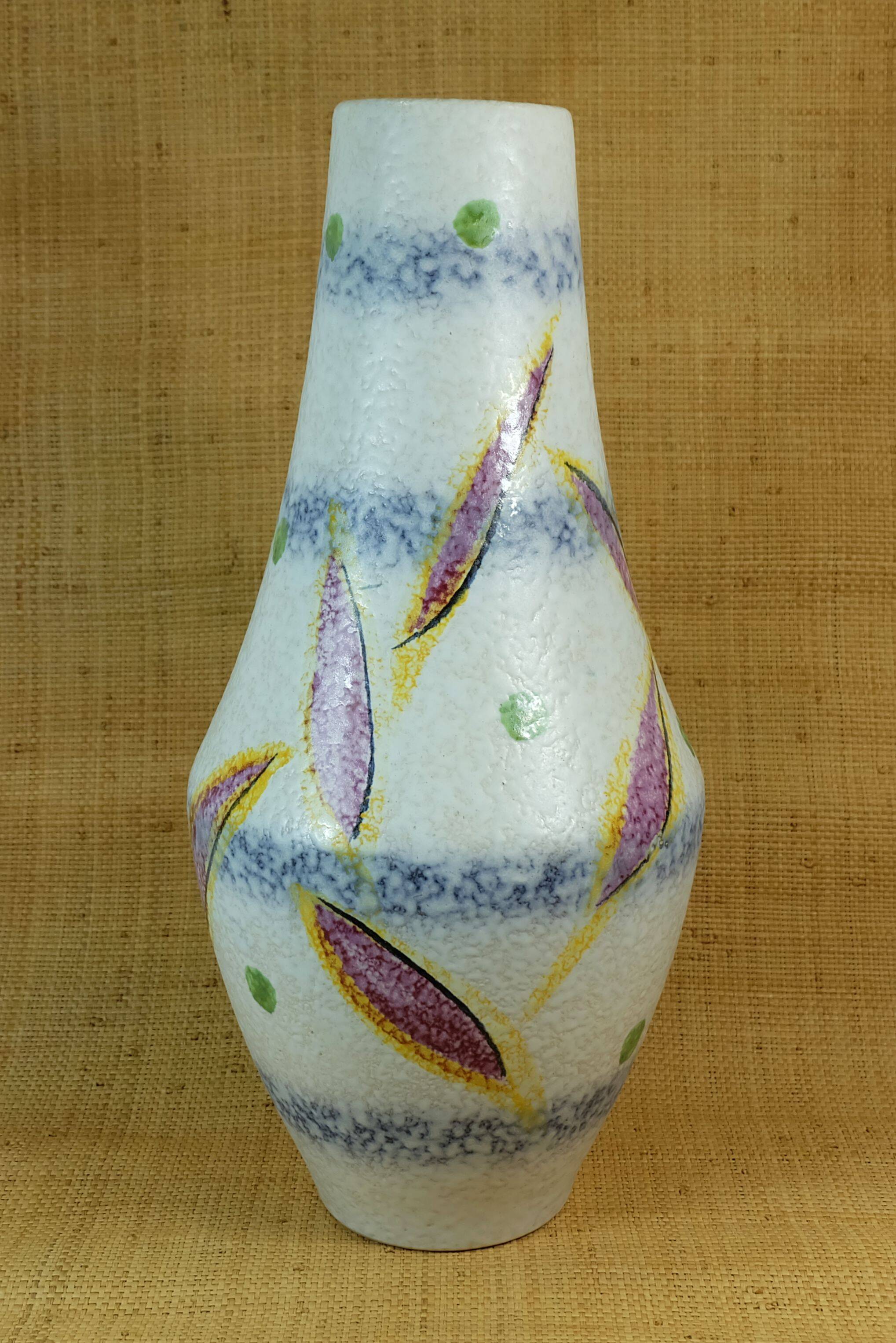 vase de sol Scheurich des années 60, modèle 537-52, motif abstrait du milieu du siècle
