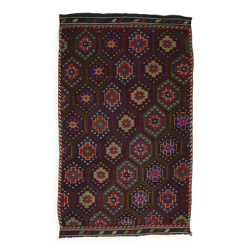 Turkish Kilim Yuruk Vintage 184x310 cm Geometric Red Green Pink