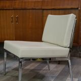 Pair of chrome and leather armchairs