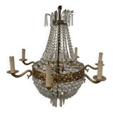 20th century bronze basket chandelier with tassels