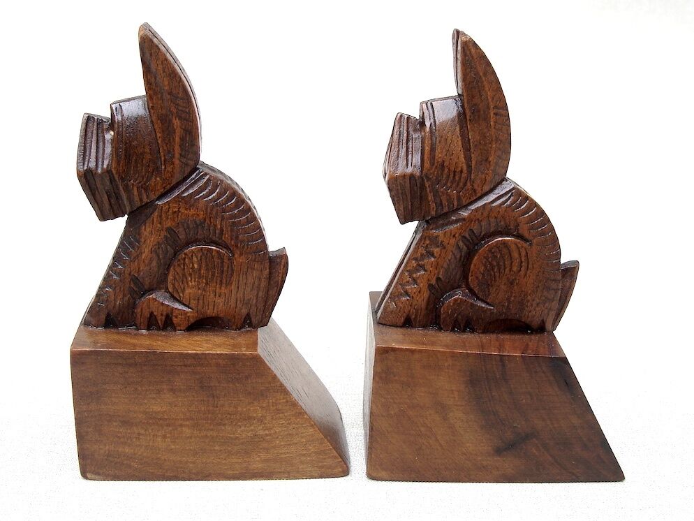 Pair of bookends 1930, wooden dogs