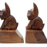 Pair of bookends 1930, wooden dogs