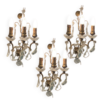 Large Crystal Sconces Set of 3