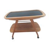 Scandinavian vintage service in wood and black glass