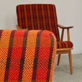 Pair of armchairs (TON) Thonet by Antonin Suman, orange pattern