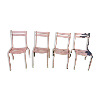 4 chaises métal