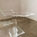 Pair of lucite, plexiglass end tables 1970