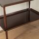 Classic serving trolley from the 1960s, solid Macoré frame with two Macoré veneer shelves and brass castors