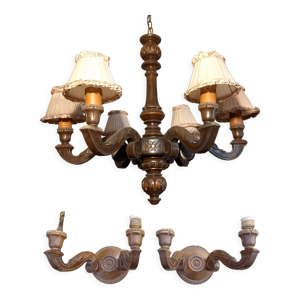 Lustre en bois à 6 branches et