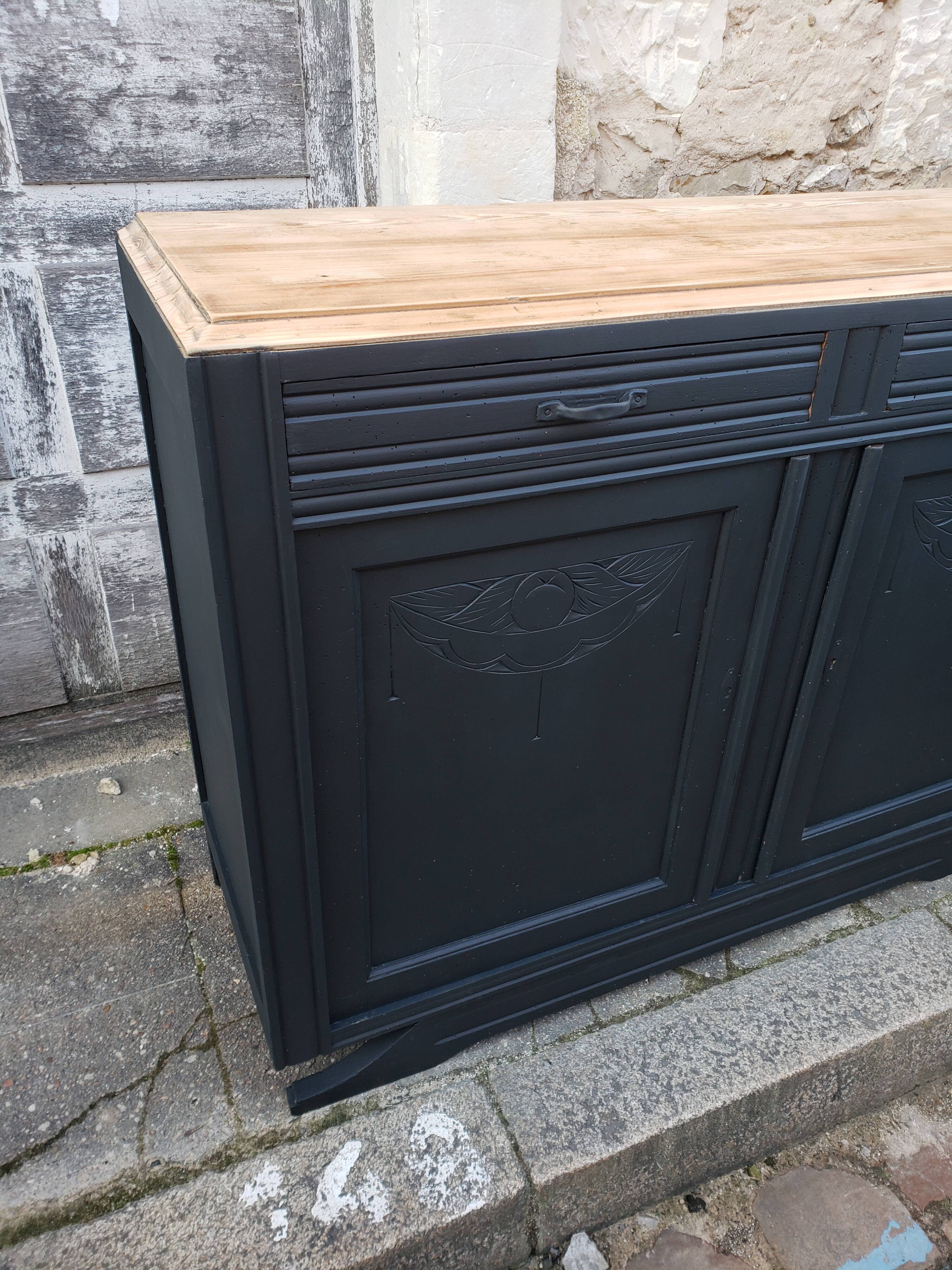 Vintage art deco abyssal blue buffet