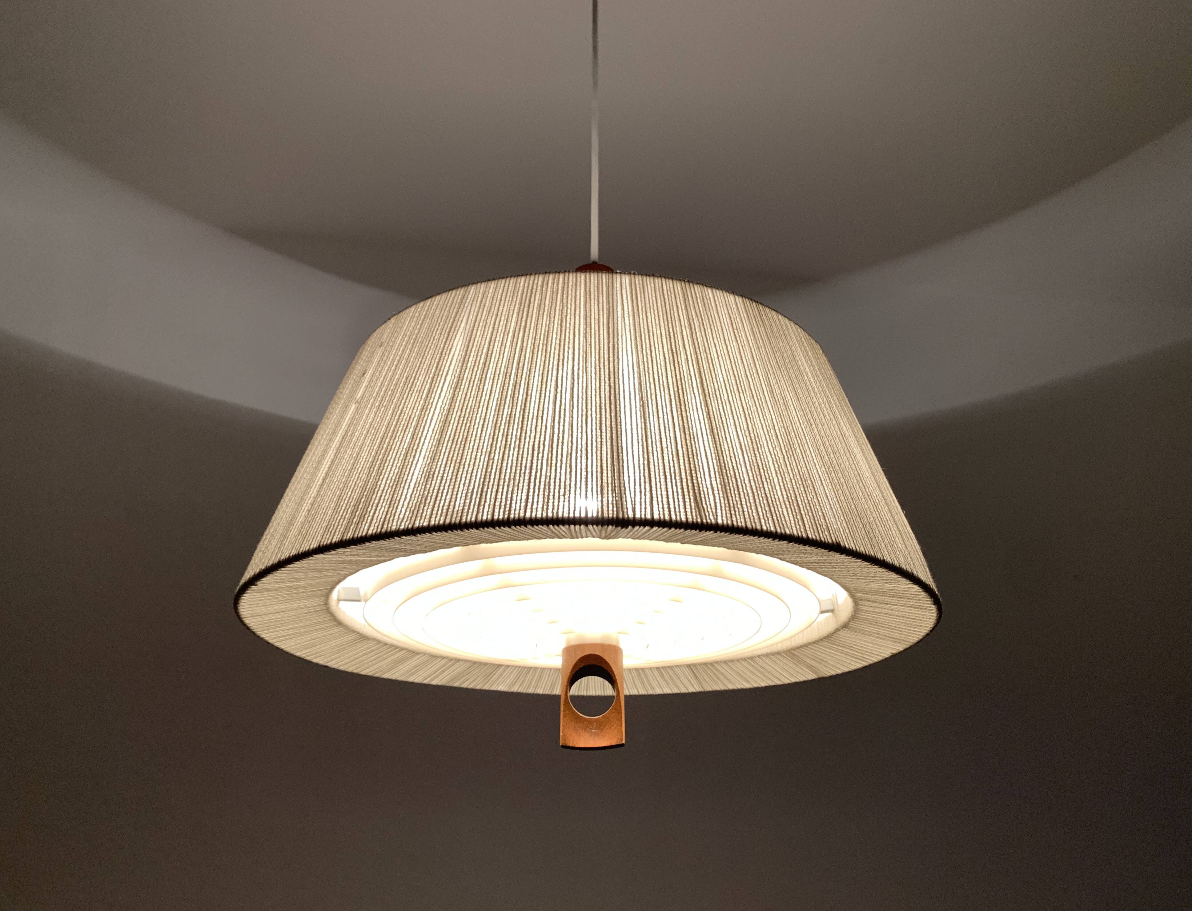 Raffia Bast and Walnut Pendant Lamp by Temde