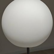 Modernist floor lamp in teak, chrome metal, opaline, Czechoslovakia 60s