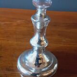 Pair Of Old Candlesticks In Eglomized/Mercurized Glass