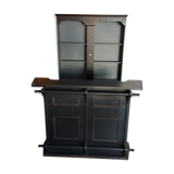 Bar set and back shelf black patina counter