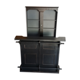 Bar set and back shelf black patina counter