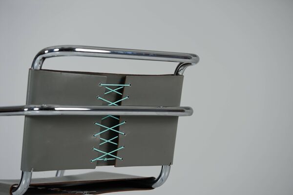 Chaise tubulaire en acier MR20 par Ludwig Mies van der Rohe pour Knoll