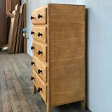 5 drawers dresser in light fir 1950 black buttons