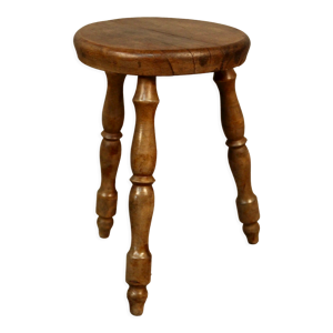 tabouret tripode en noyer