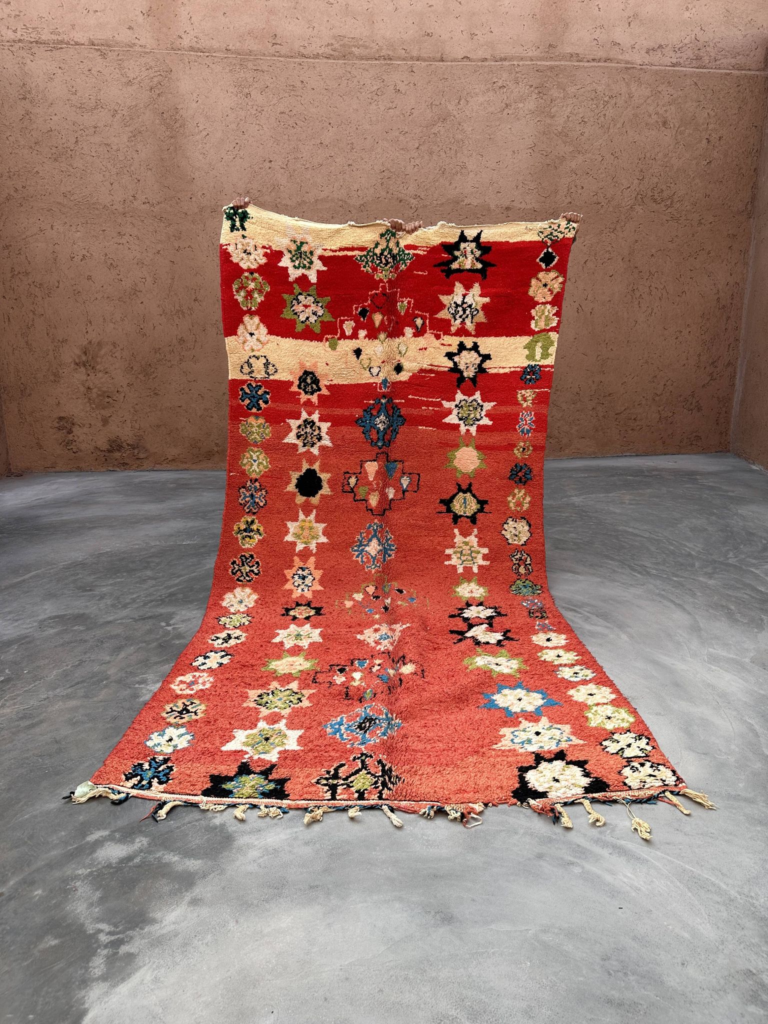 Tapis Marocain boujad orange - 173 x 350 cm