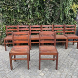 Set of 8 Antique Brutalist Dining Chairs