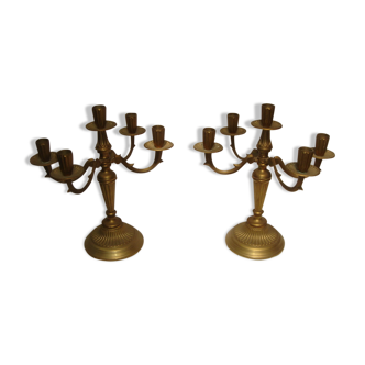 Paire de bougeoirs Candlesticks 5 fires mid 20th