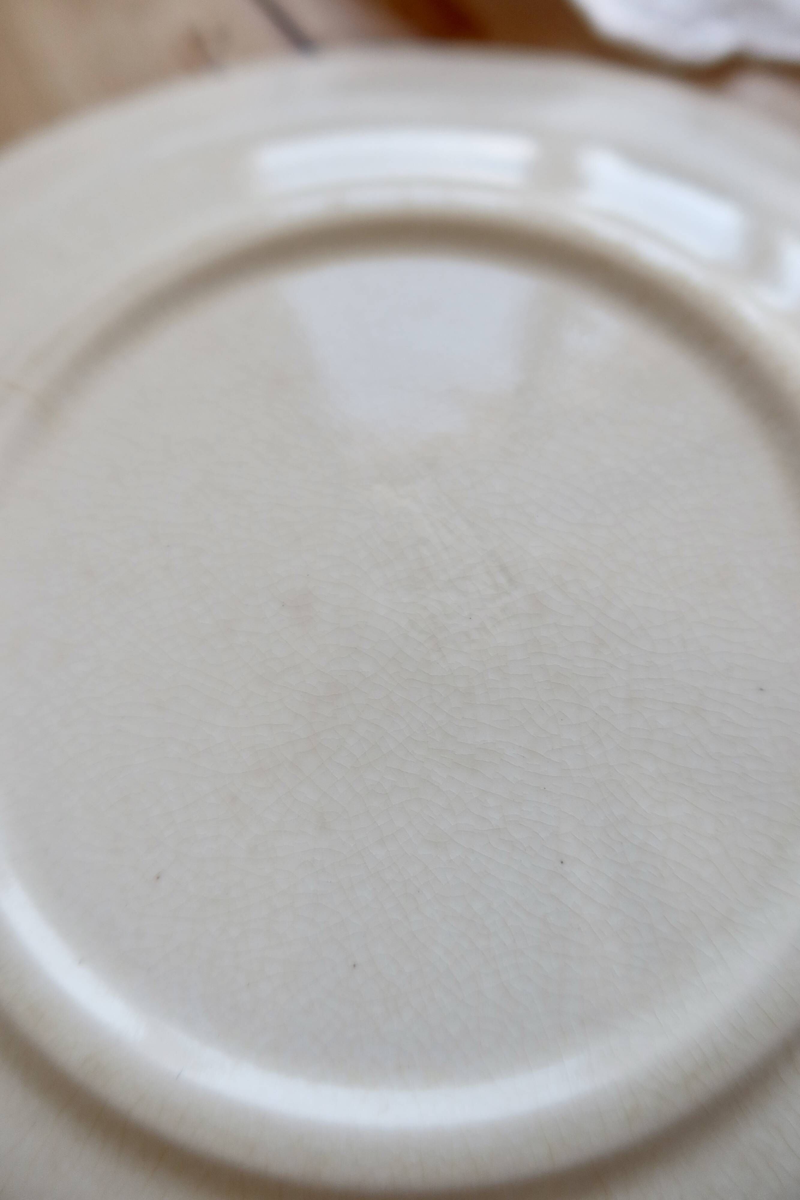 Vintage Gien plate – Ivory earthenware with romantic blue decoration