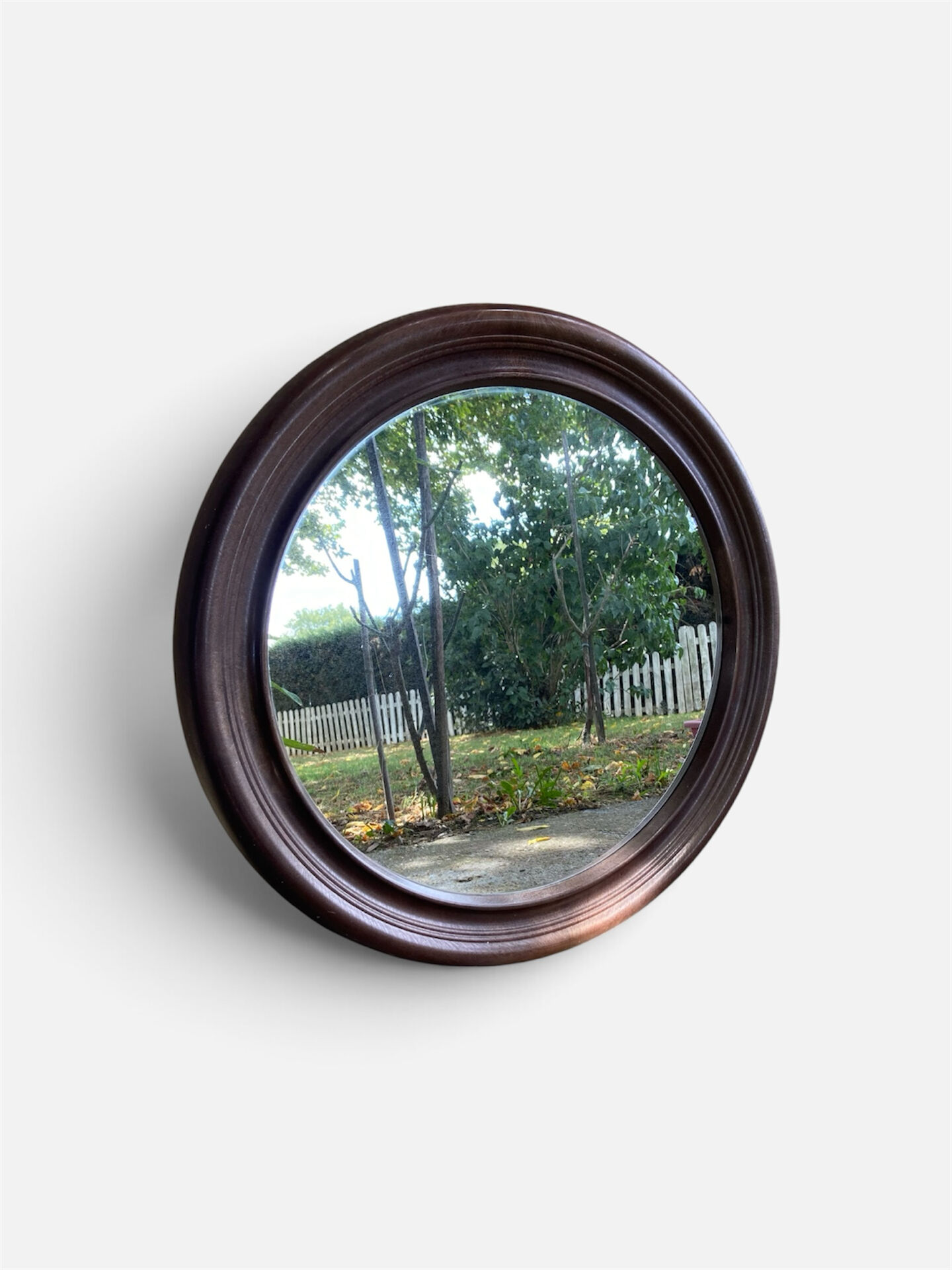 Vintage Round Mirror Wood Effect – Diameter 60 cm – Very Good Condition