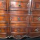 Crossbow commode in solid cherry wood, Louis XV style with marble top.