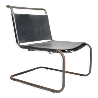 Black leather cantilever armchair bauhaus 1930