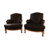 Paire de bergères en cuir