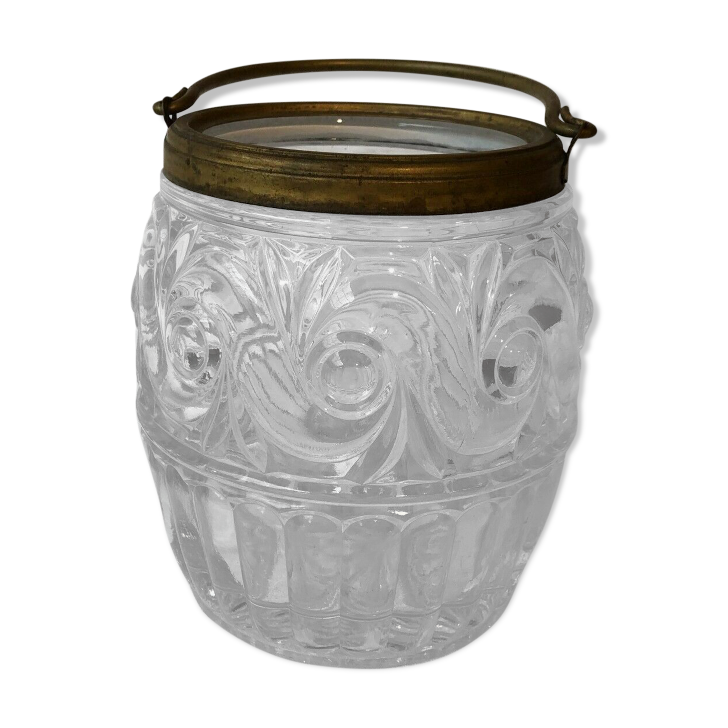 19th century glass or molded crystal ice bucket