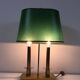 Pair of Two-Light Table Lamps in Brass with Green Shades. Work F