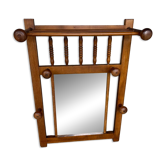 Wooden coat rack with mirror