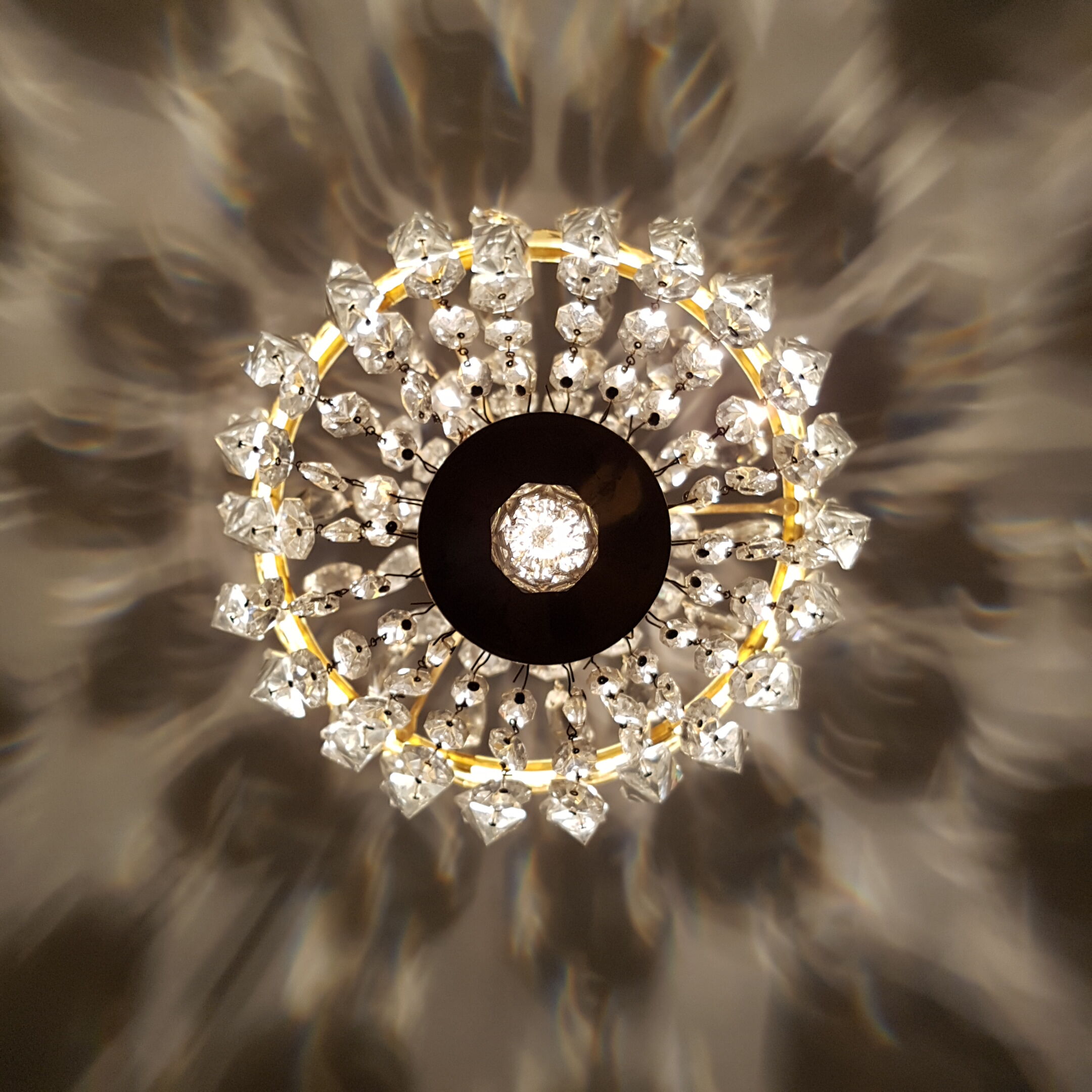 Trash in crystal chandelier