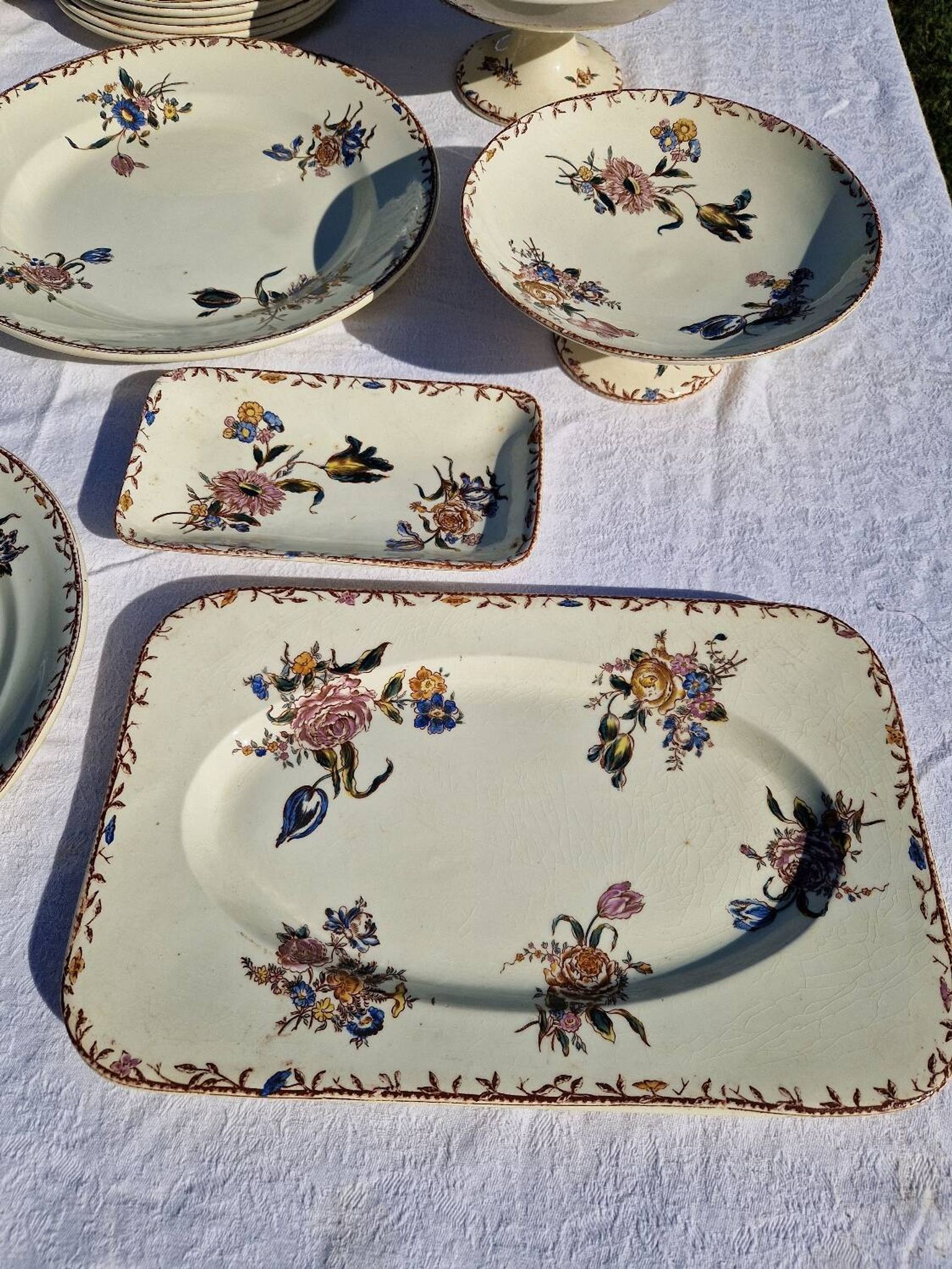 Clairefontaine earthenware plate and fruit bowl set, Saxe model