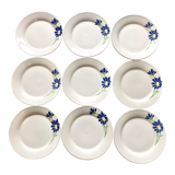 Assiettes à dessrt vintage fleur bleue