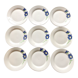 Assiettes à dessrt vintage fleur bleue