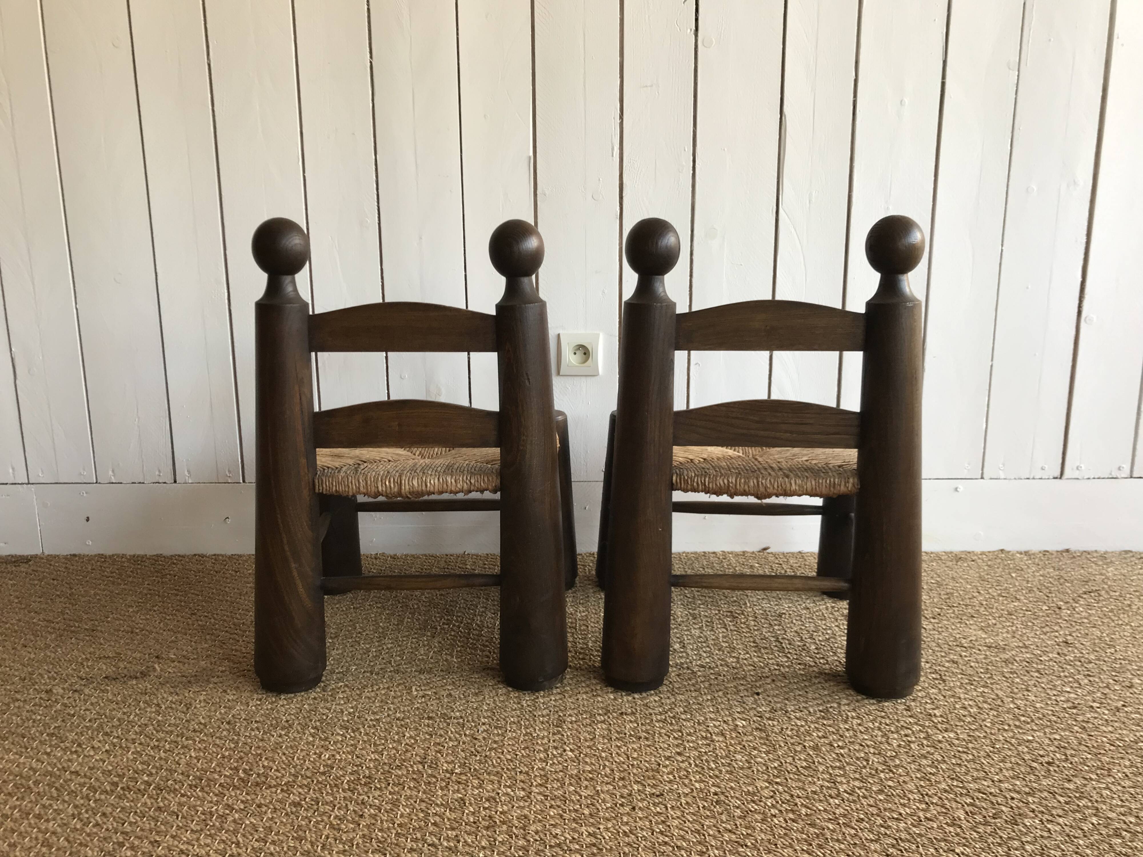 Pair of children's chairs or armchairs by Charles Dudouyt.