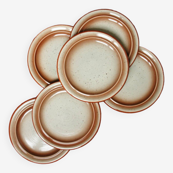 Set of 6 “Maud” pyrite stoneware dessert plates, Faïencerie de Niderviller
